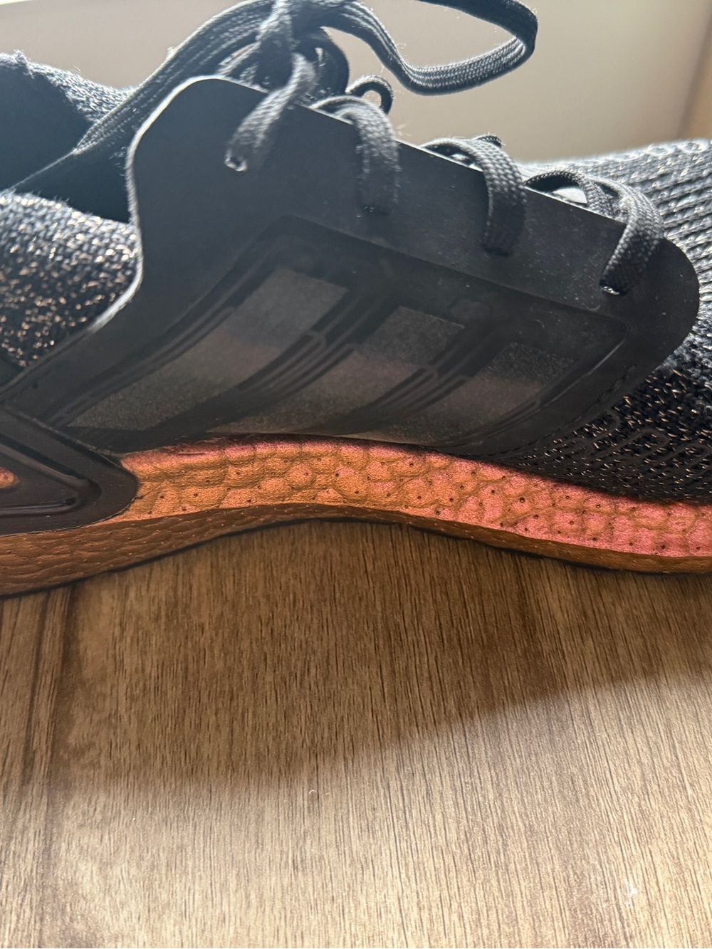 adidas Black Knit Running Shoes with Rose Gold Accents - Picture 7 of 9